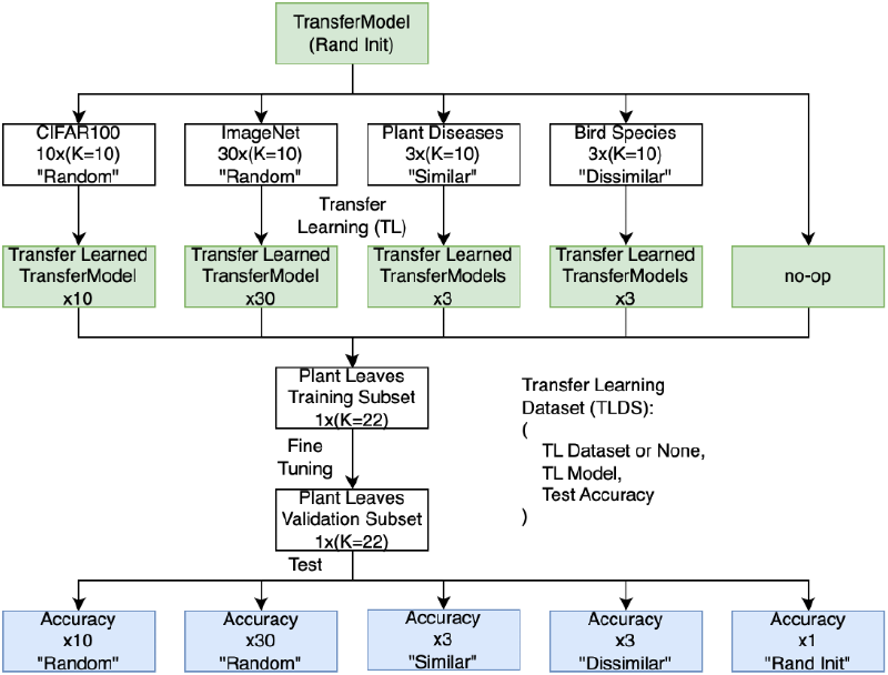Diagram showing transfer learning dataset creation